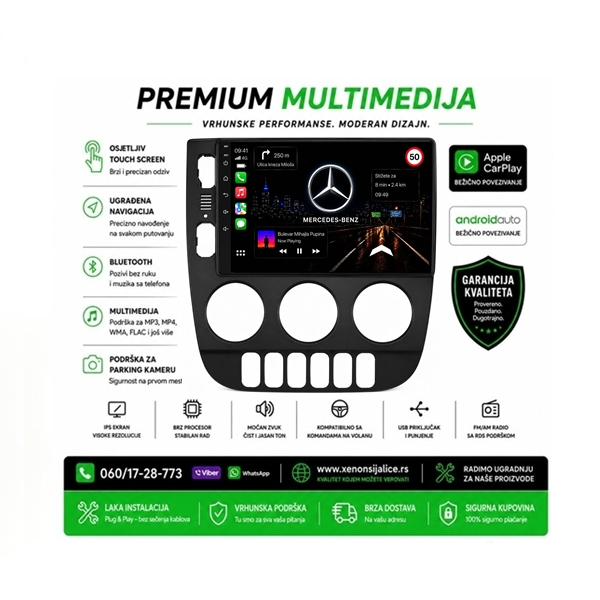 MERCEDES ML MULTIMEDIJA ANDROID,CAR PLAY NAVIGACIJA TOUCH SCREEN 10 INCA