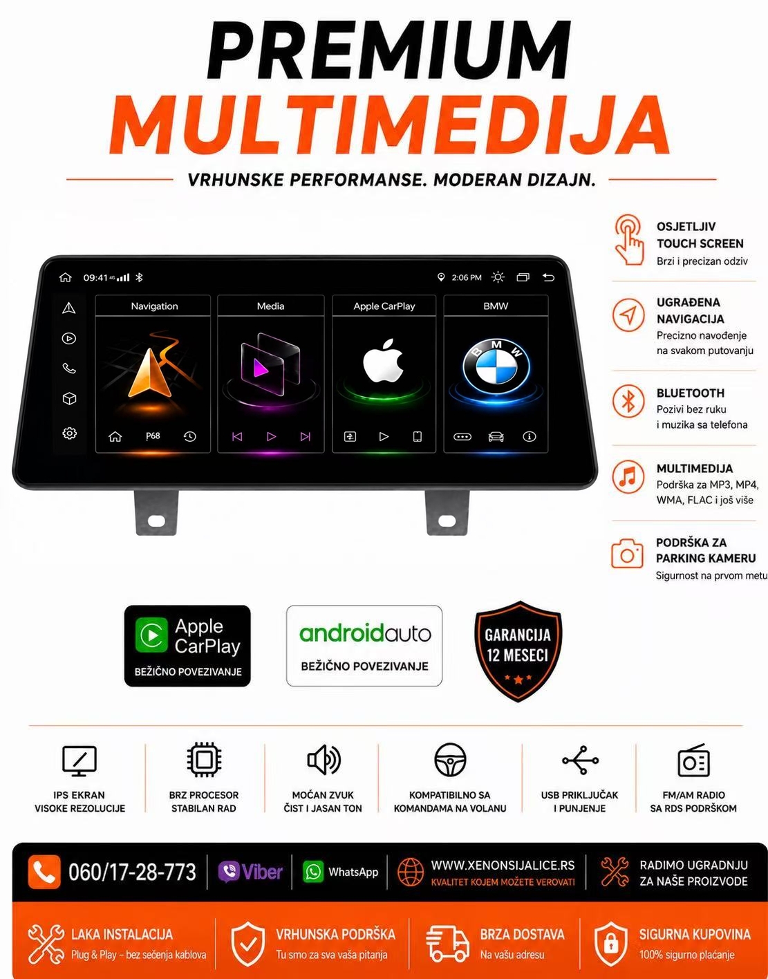 BMW 5 G30 ANDROID,CAR PLAY MULTIMEDIJA NAVIGACIJA TOUCH SCREEN 10 INCA