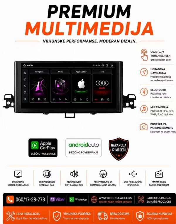 AUDI A4 ANDROID,CAR PLAY MULTIMEDIJA NAVIGACIJA TOUCH SCREEN 10 INCA