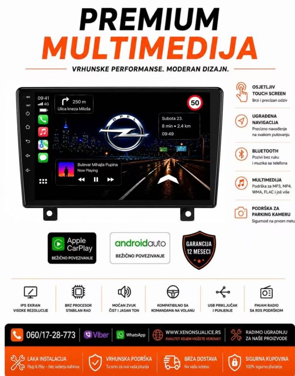 OPEL MULTIMEDIJA ANDROID,CAR PLAY NAVIGACIJA TOUCH SCREEN 10 INCA