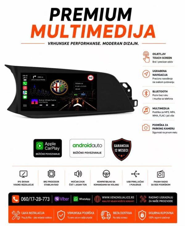 ALFA ROMEO GIULIA MULTIMEDIJA ANDROID,CAR PLAY NAVIGACIJA TOUCH SCREEN 10 INCA