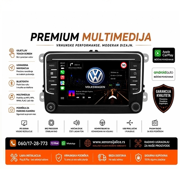 VW MULTIMEDIJA NAVIGACIJA TOUCH SCREEN 7 INCA ANDROID,CAR PLAY
