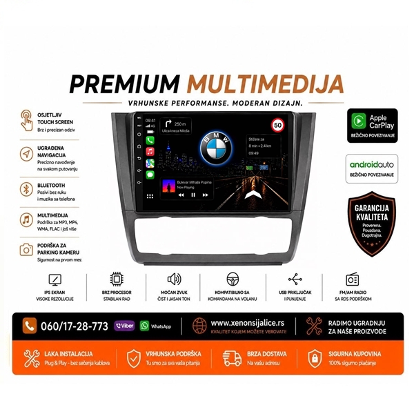 BMW 1 DIGITALNA KLIMA ANDROID,CAR PLAY MULTIMEDIJA NAVIGACIJA TOUCH SCREEN 10 INCA