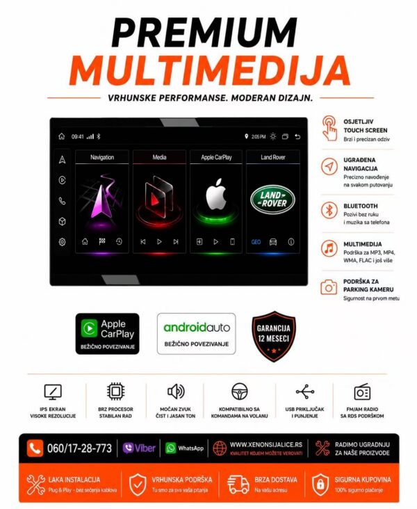 LAND ROVER RANGE ROVER DISCOVERY MULTIMEDIJA ANDROID I CAR PLAY NAVIGACIJA TOUCH SCREEN 12 INCA