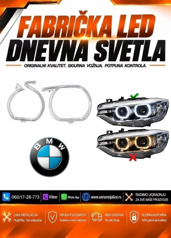 LED DNEVNO SVETLO FABRICKI MODEL U FARU LED PRSTENOVI BMW M3 16-20 XENON
