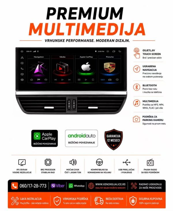 PORSCHE CAYENNE MULTIMEDIJA NAVIGACIJA TOUCH SCREEN 10 INCA ANDROID,CAR PLAY TESLA STYLE