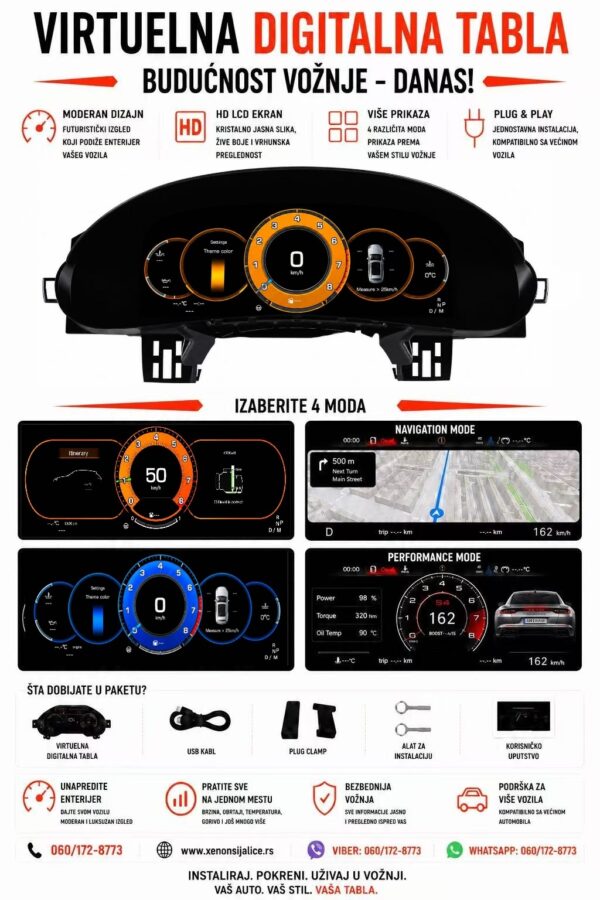 VIRTUELNA DIGITALNA TABLA PORSCHE CAYENNE 2002-2010