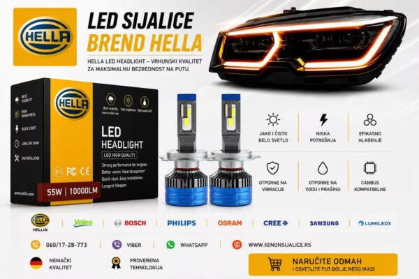 H4 LED SIJALICE HELLA 10000 LUMENA ULTRA CAN BUS 12V-24V