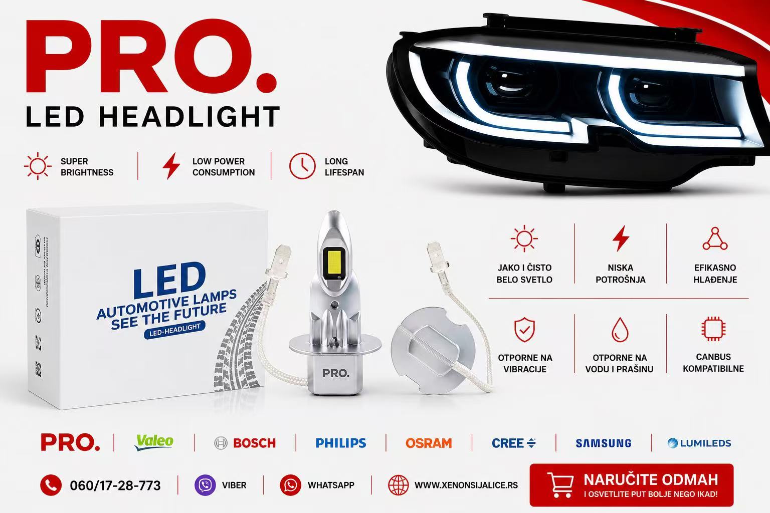 H3 LED SIJALICE PRO 6000 LUMENA CAN BUS 12V-24V