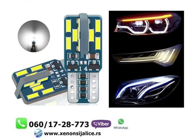 LED SIJALICE T10,W5W,UBODNE BELA BOJA SET 2 KOMADA KAN BUS
