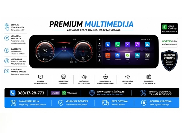 MERCEDES S KLASA W 221 VIRTUELNA TABLA I MULTIMEDIJA ANDROID,CAR PLAY NAVIGACIJA TOUCH SCREEN 12 INCA