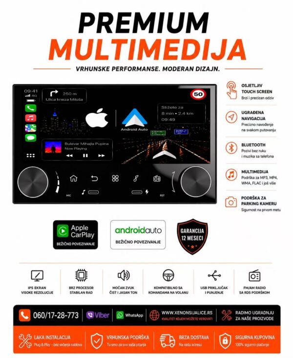 UNIVERZALNA 2 DIN MULTIMEDIJA ANDROID,CAR PLAY NAVIGACIJA TOUCH SCREEN 7 INCA
