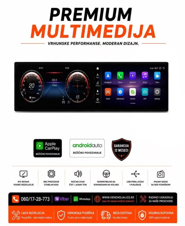 UNIVERZALNA 2 DIN MULTIMEDIJA ANDROID,CAR PLAY NAVIGACIJA TOUCH SCREEN 10 INCA DUAL SCREEN