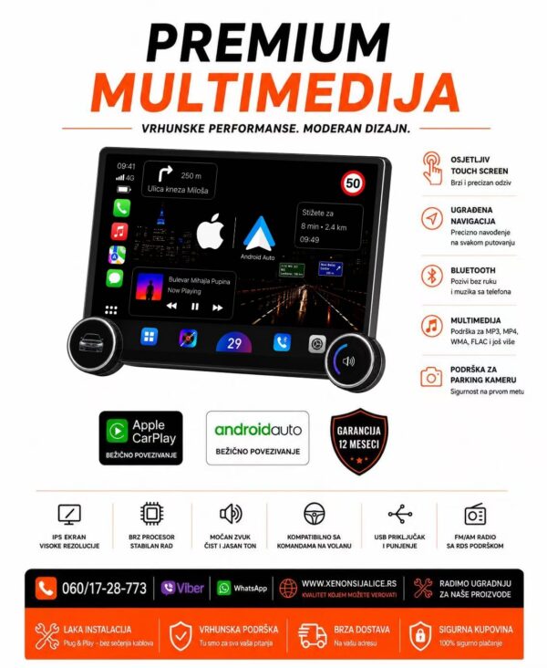 UNIVERZALNA 2 DIN MULTIMEDIJA ANDROID,CAR PLAY NAVIGACIJA TOUCH SCREEN 12 INCA
