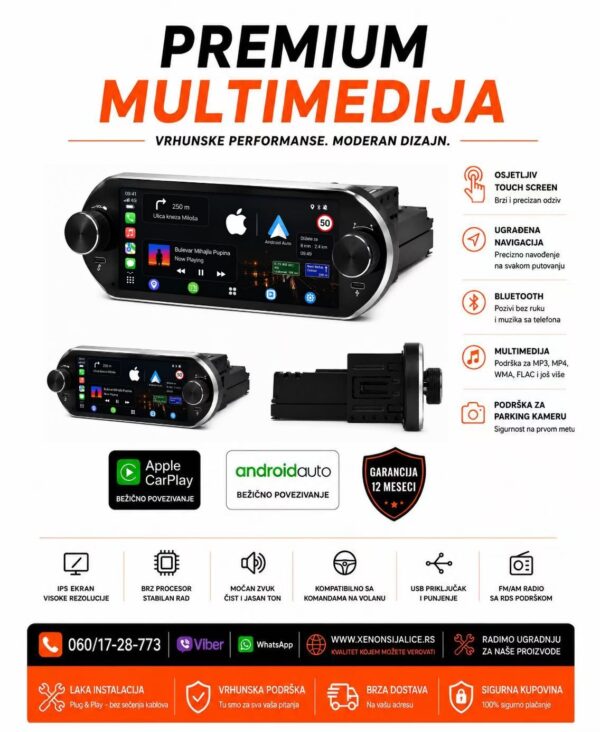 UNIVERZALNA 1 DIN MULTIMEDIJA ANDROID,CAR PLAY NAVIGACIJA TOUCH SCREEN 7 INCA