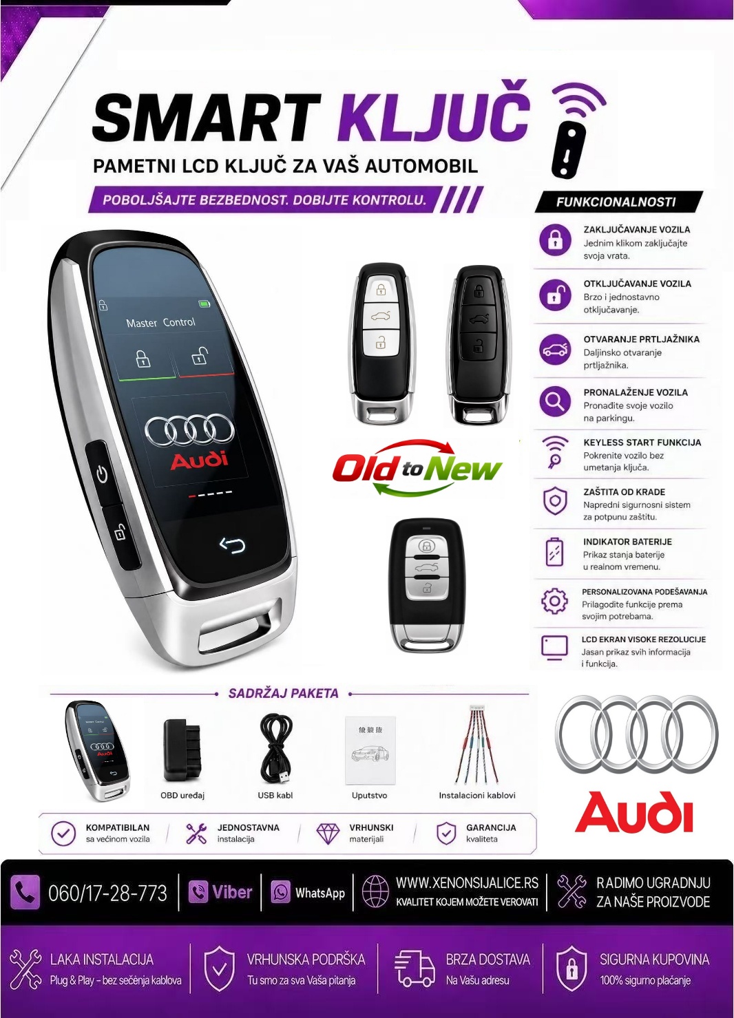 PAMETNI KLJUC SMART KEY UNIVERZALNI AUDI MODEL 1