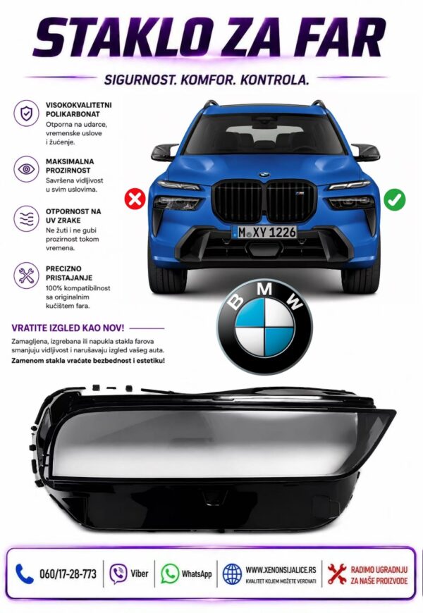 STAKLO FARA BMW X7 G07 22-26 STAKLO ZA FAR