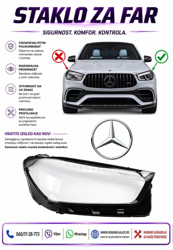 STAKLO FARA MERCEDES GLE KLASA W167 23-26 STAKLO ZA FAR