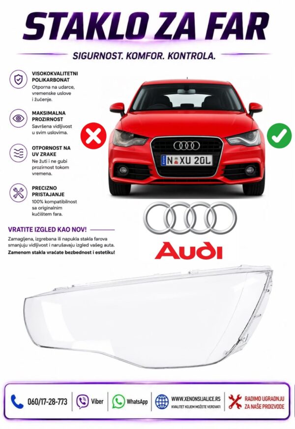 STAKLO FARA AUDI A1 11-15 STAKLO ZA FAR