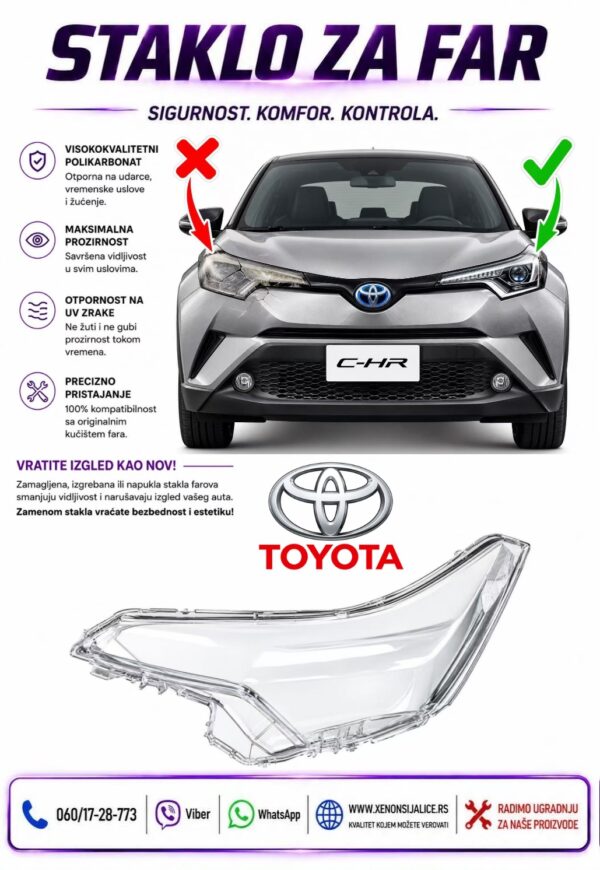 STAKLO FARA TOYOTA CHR 18-21 STAKLO ZA FAR