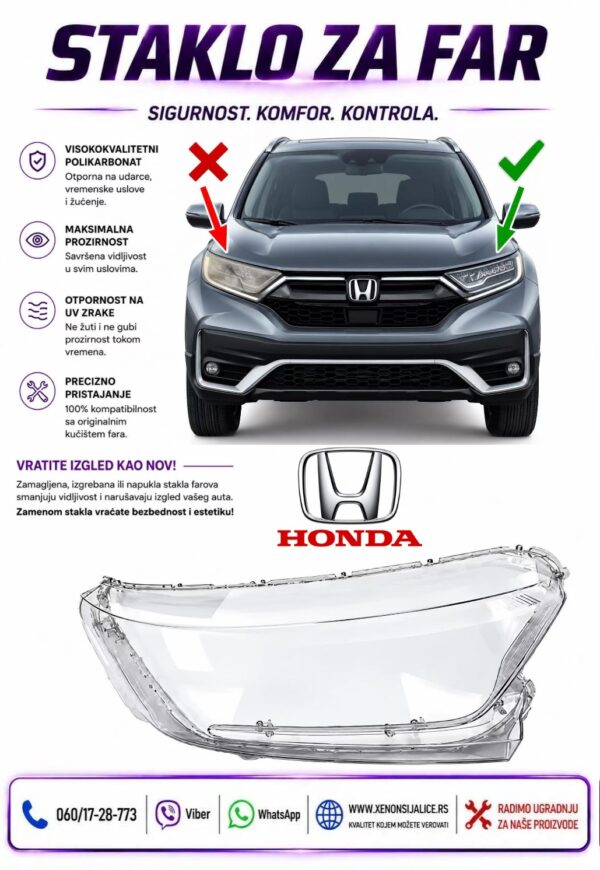 STAKLO FARA HONDA CRV 17-21 STAKLO ZA FAR