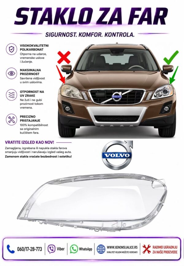 STAKLO FARA VOLVO XC60 09-13 STAKLO ZA FAR
