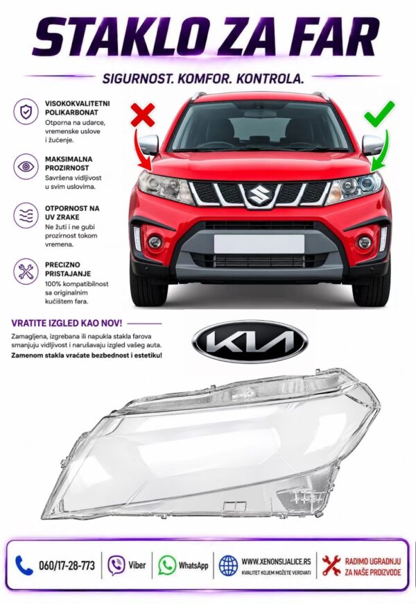 STAKLO FARA SUZUKI VITARA 15-18 STAKLO ZA FAR