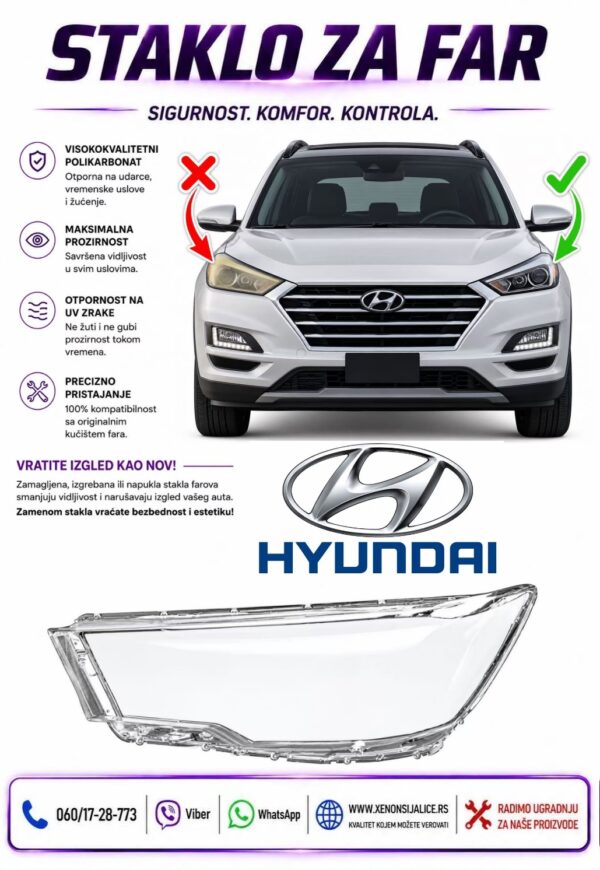 STAKLO FARA HYUNDAI TUCSON 18-20 STAKLO ZA FAR