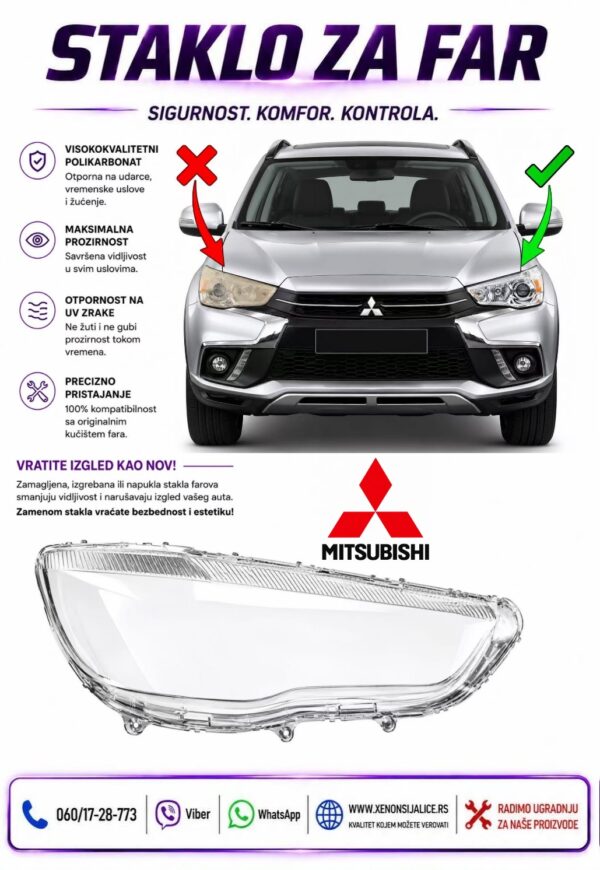 STAKLO FARA MITSUBISHI ASX 13-18 STAKLO ZA FAR