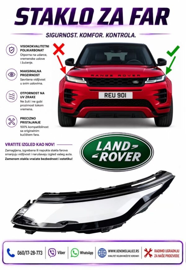 STAKLO FARA LAND ROVER RANGE ROVER EVOQUE 19-25 STAKLO ZA FAR