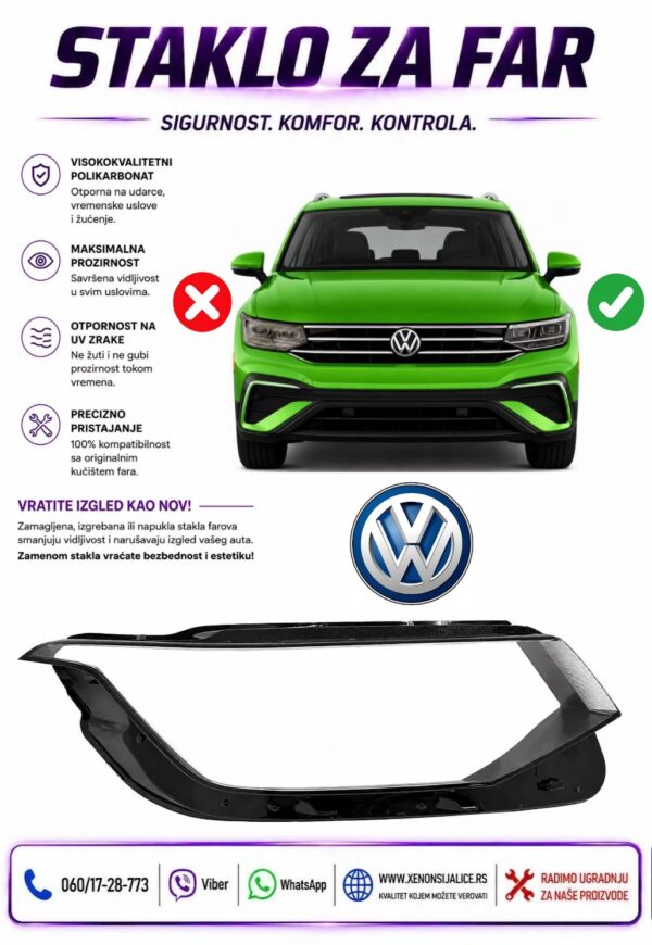 STAKLO FARA VW TIGUAN 22-25 STAKLO ZA FAR