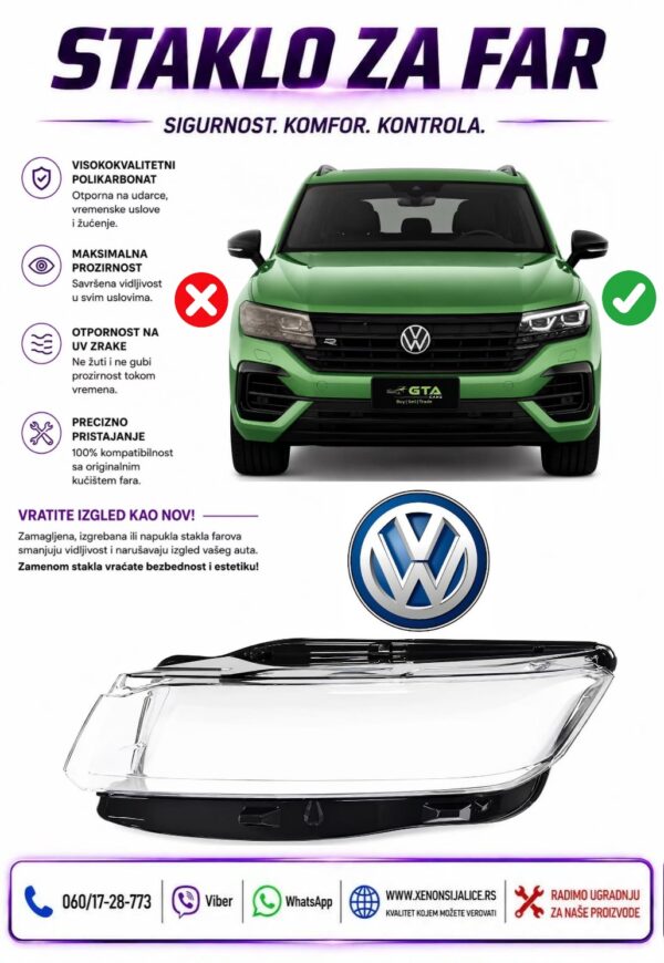 STAKLO FARA VW TOUAREG 19-24 STAKLO ZA FAR