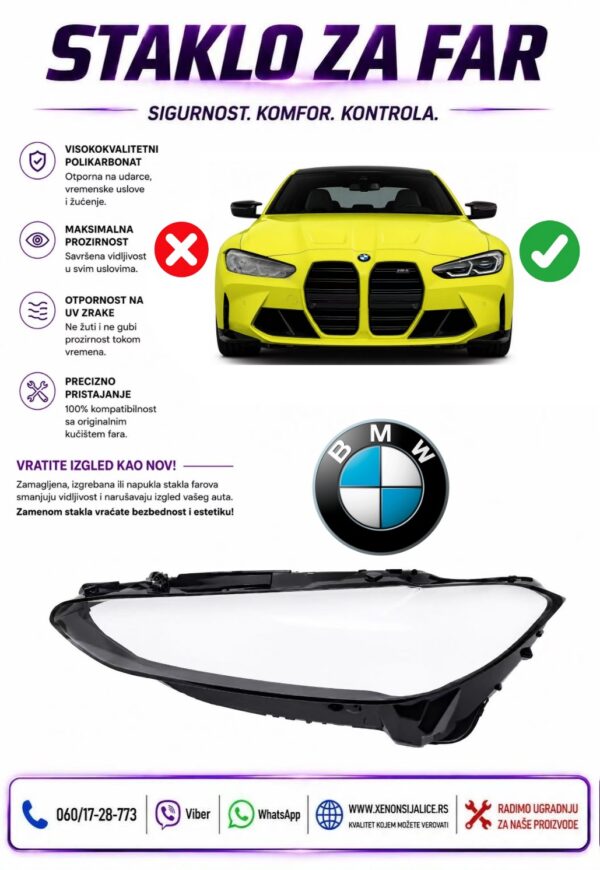 STAKLO FARA BMW 4 G22 20-24 STAKLO ZA FAR