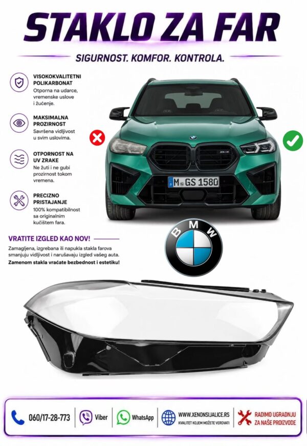 STAKLO FARA BMW X5 G05 23-26 STAKLO ZA FAR