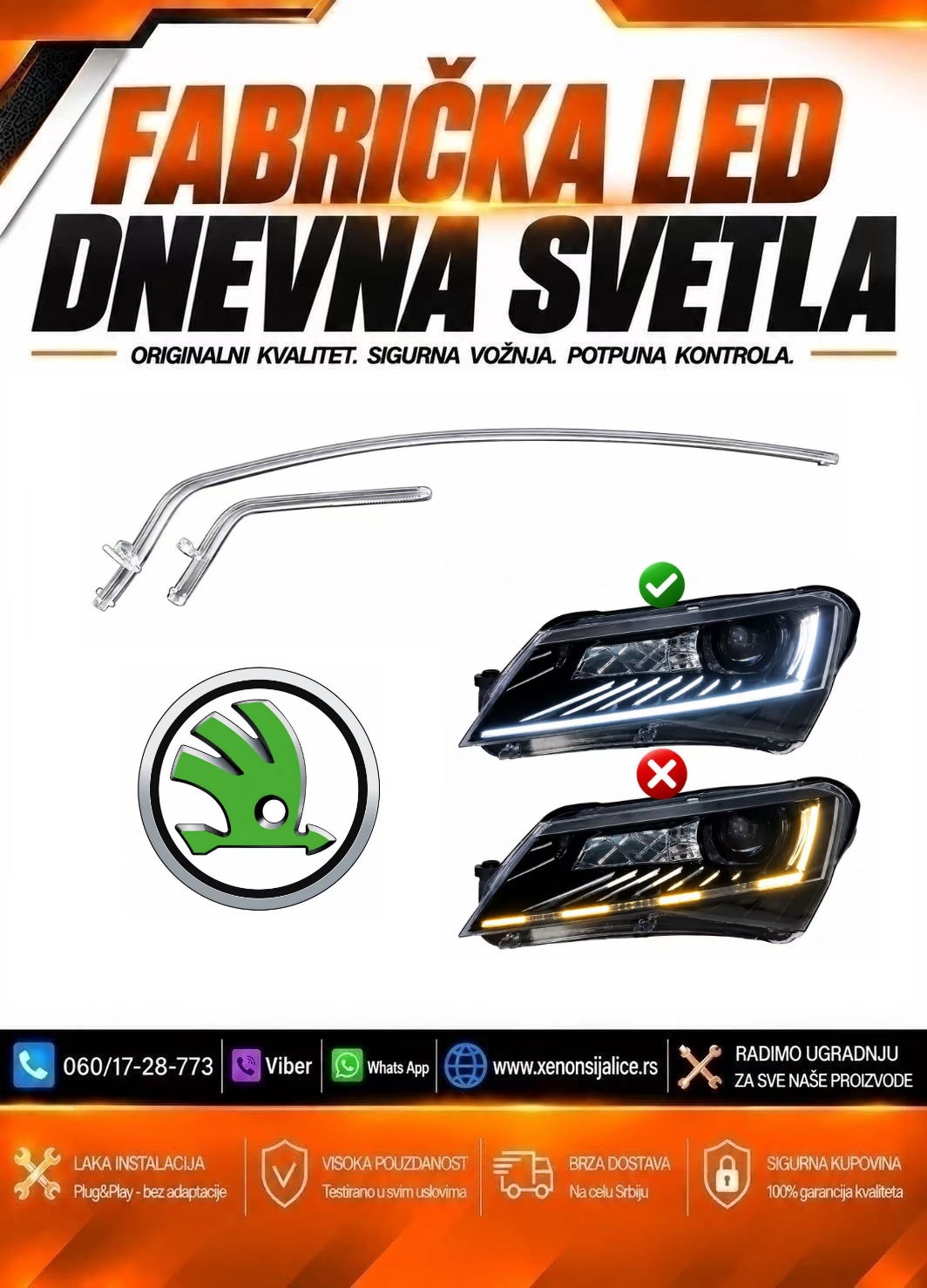 LED DNEVNO SVETLO FABRICKI MODEL U FARU SKODA SUPERB 15-19