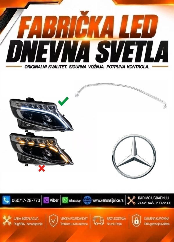 LED DNEVNO SVETLO FABRICKI MODEL U FARU MERCEDES VITO 14-25 LED