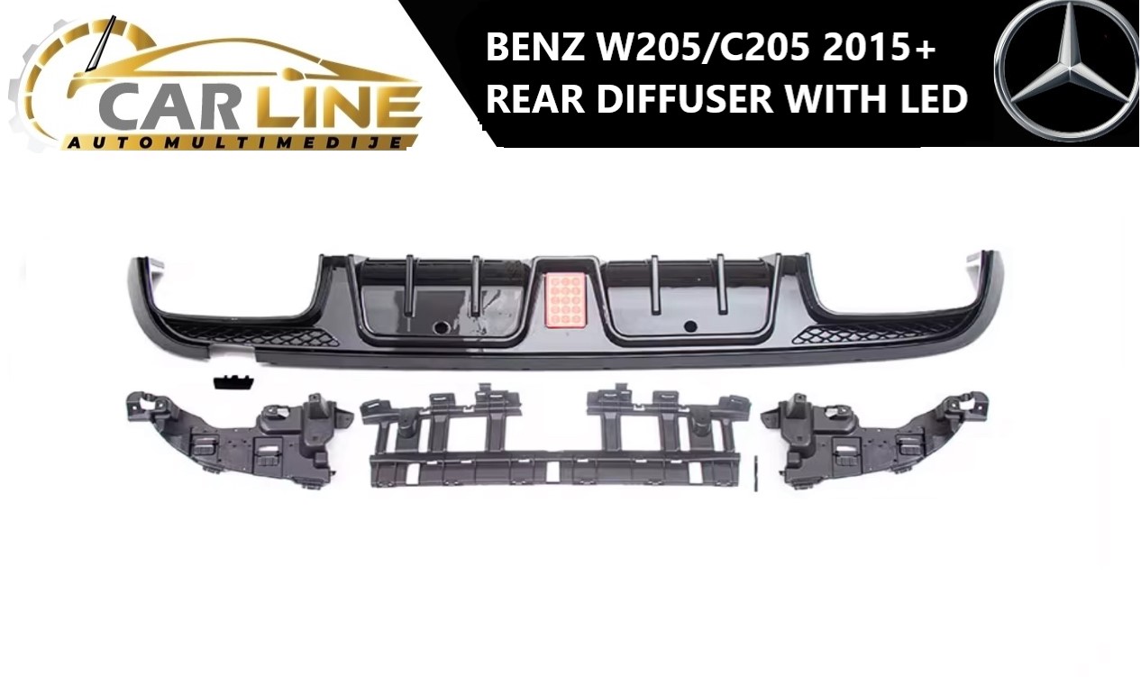 MERCEDES W205/C205 ZADNJI DIFUZOR SA LED STOP SVETLOM 2015+