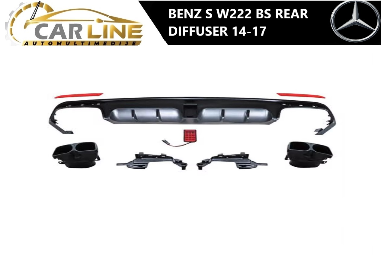 MERCEDES S W222 BS ZADNJI DIFUZOR SA LED STOP SVETLOM 14-17