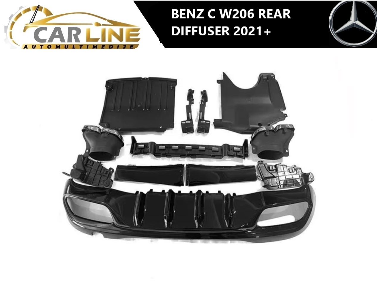 MERCEDES C W206 ZADNJI DIFUZOR 2021+