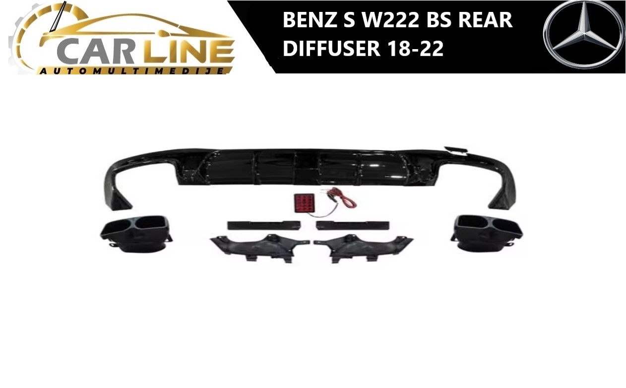 MERCEDES S W222 BS ZADNJI DIFUZOR SA LED STOP SVETLOM 18-22