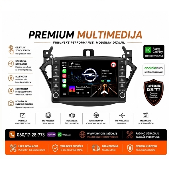 OPEL CORSA E MULTIMEDIJA ANDROID,CAR PLAY NAVIGACIJA TOUCH SCREEN 10 INCA