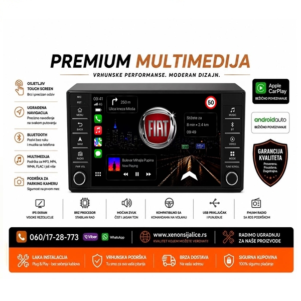 FIAT DUCATO MULTIMEDIJA ANDROID,CAR PLAY NAVIGACIJA TOUCH SCREEN 10 INCA