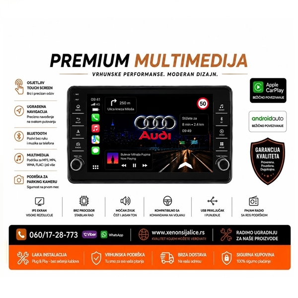 AUDI A4 ANDROID,CAR PLAY MULTIMEDIJA NAVIGACIJA TOUCH SCREEN 10 INCA