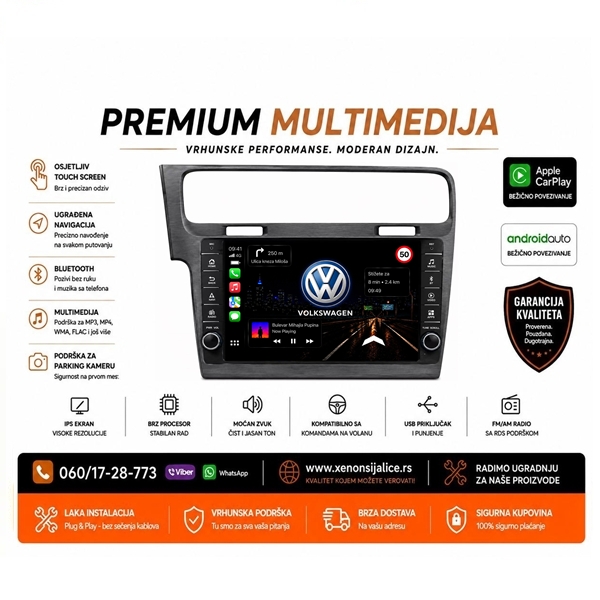 VW GOLF 7 MULTIMEDIJA NAVIGACIJA TOUCH SCREEN 10 INCA ANDROID,CAR PLAY