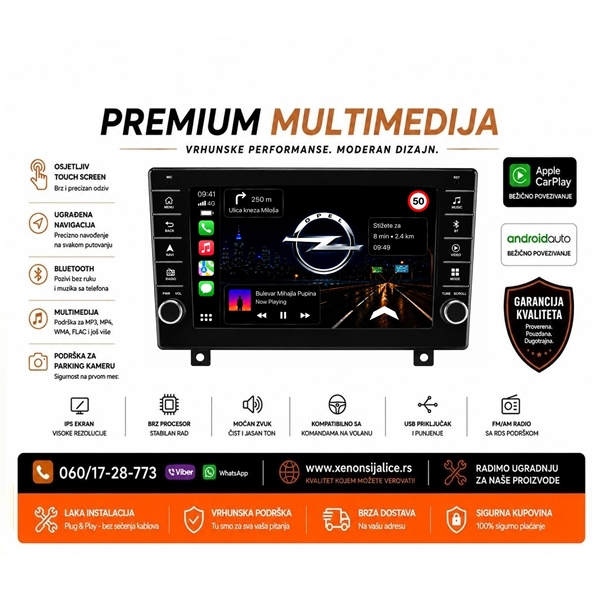 OPEL MULTIMEDIJA ANDROID,CAR PLAY NAVIGACIJA TOUCH SCREEN 10 INCA