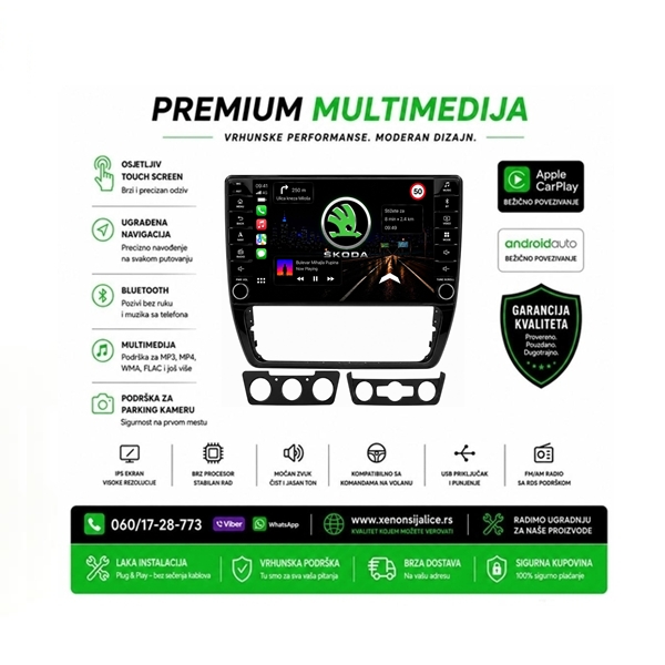 SKODA YETI MULTIMEDIJA ANDROID,CAR PLAY NAVIGACIJA TOUCH SCREEN 10 INCA