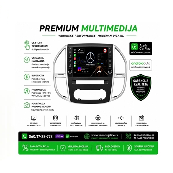 MERCEDES VITO MULTIMEDIJA ANDROID,CAR PLAY NAVIGACIJA TOUCH SCREEN 10 INCA