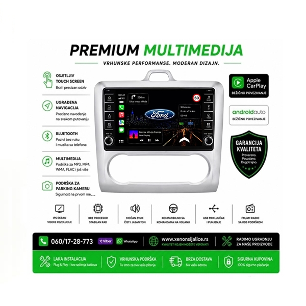 FORD FOCUS DIGITALNA KLIMA MULTIMEDIJA ANDROID,CAR PLAY NAVIGACIJA TOUCH SCREEN 10 INCA