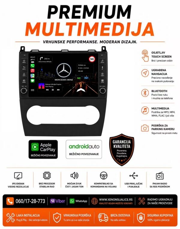 MERCEDES A,B KLASA MULTIMEDIJA ANDROID,CAR PLAY NAVIGACIJA TOUCH SCREEN 10 INCA