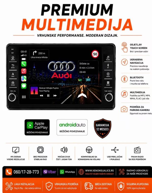 AUDI A4 ANDROID,CAR PLAY MULTIMEDIJA NAVIGACIJA TOUCH SCREEN 10 INCA